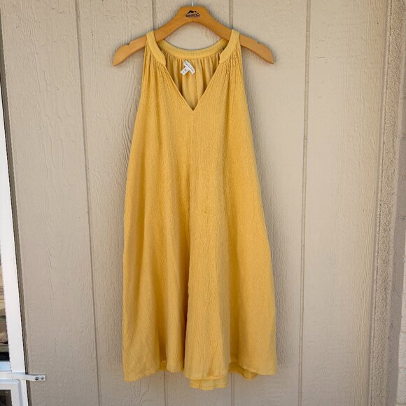 Garnet Hill Easy Cotton Gauze Cover-Up Women's Large Yellow Summer Beach Pool - Picture 1 of 7